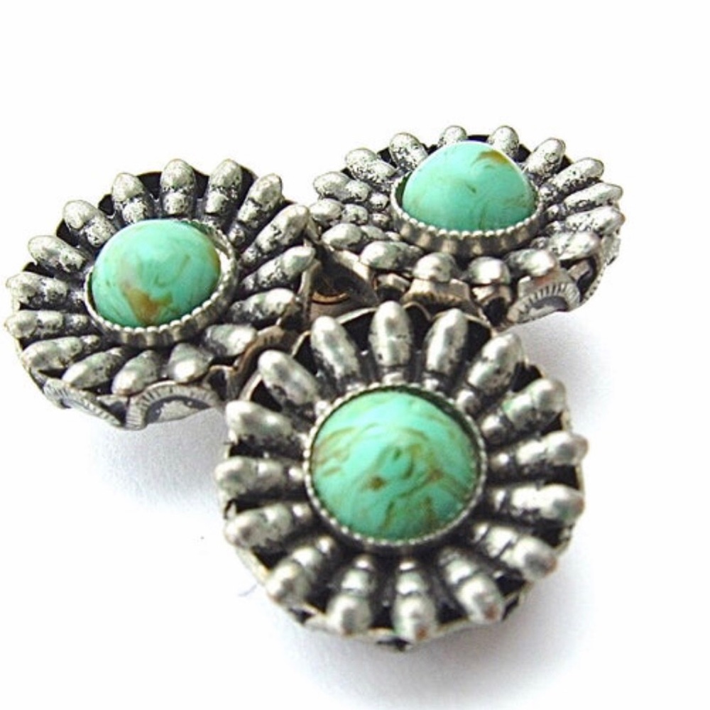 Faux Turquoise Brooch Vintage Dress Clip